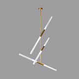 Modern Asymmetric Linear LED Pendant Light Aluminum Tube Suspension Chandelier for Dining Room