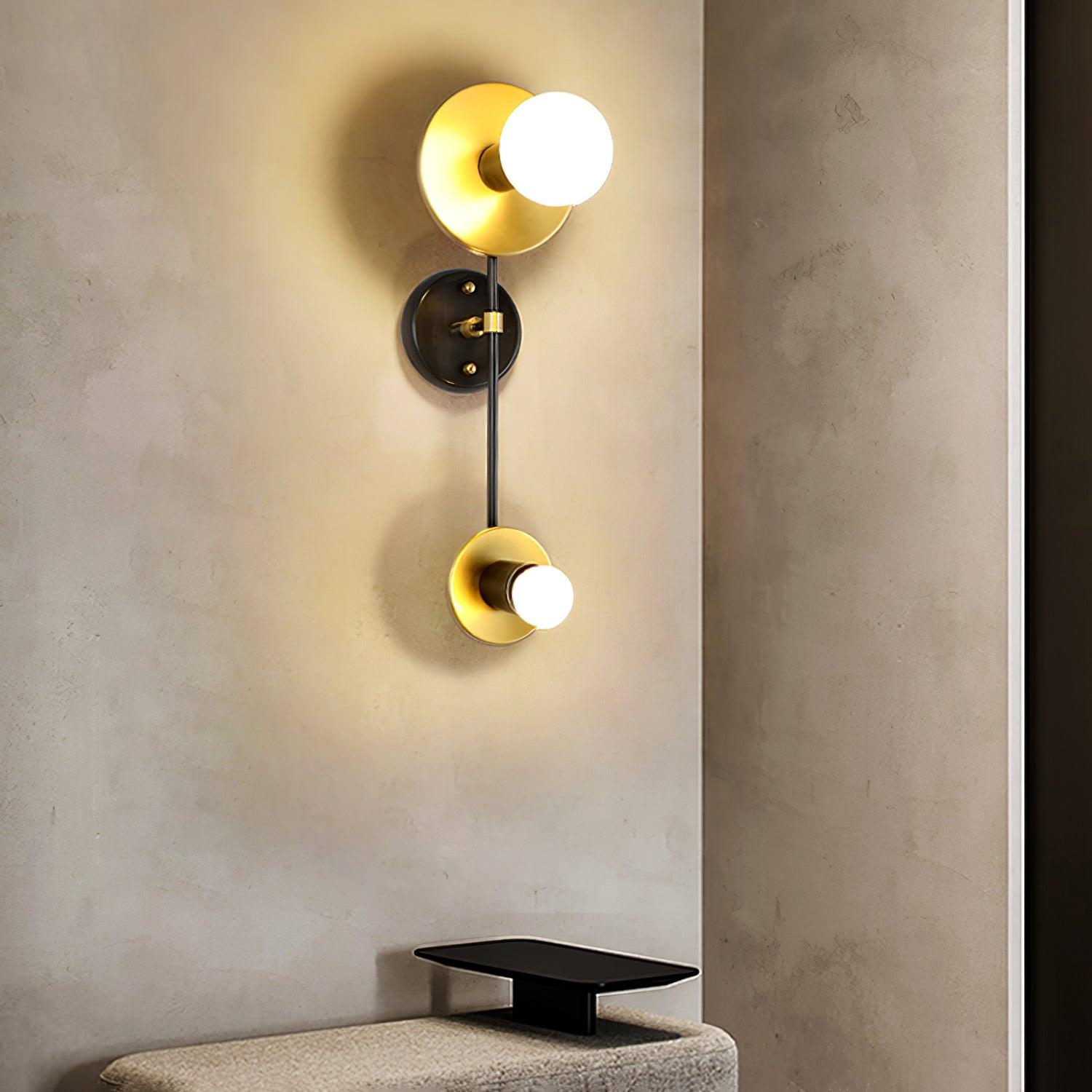 Modern Balance Scale Wall Sconce Set of 2 Geometric Marble and Glass Sphere Wall Light