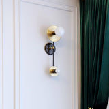 Modern Balance Scale Wall Sconce Set of 2 Geometric Marble and Glass Sphere Wall Light