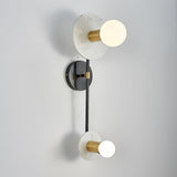 Modern Balance Scale Wall Sconce Set of 2 Geometric Marble and Glass Sphere Wall Light