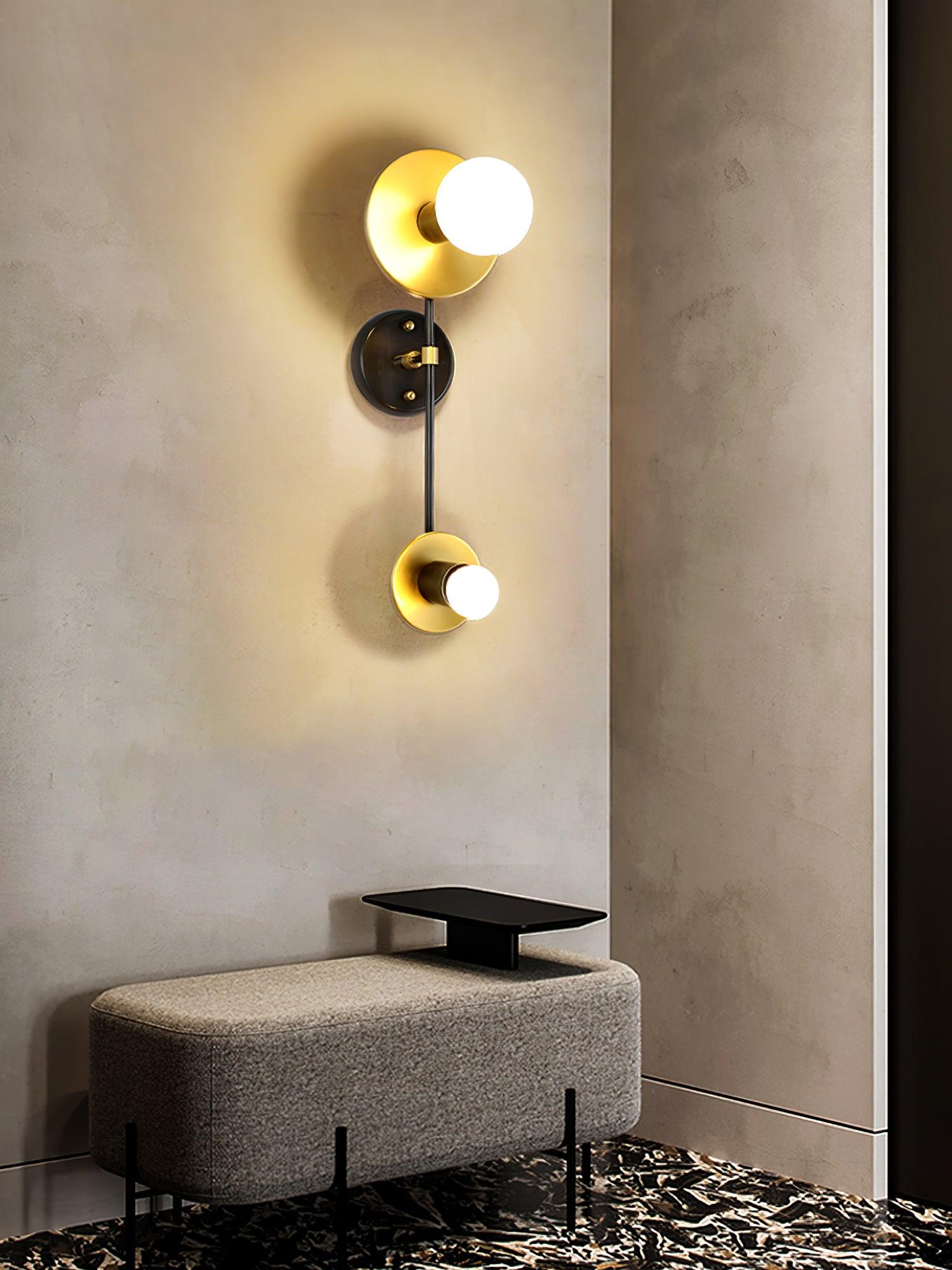 Modern Balance Scale Wall Sconce Set of 2 Geometric Marble and Glass Sphere Wall Light