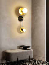 Modern Balance Scale Wall Sconce Set of 2 Geometric Marble and Glass Sphere Wall Light