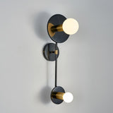 Modern Balance Scale Wall Sconce Set of 2 Geometric Marble and Glass Sphere Wall Light