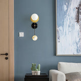 Modern Balance Scale Wall Sconce Set of 2 Geometric Marble and Glass Sphere Wall Light