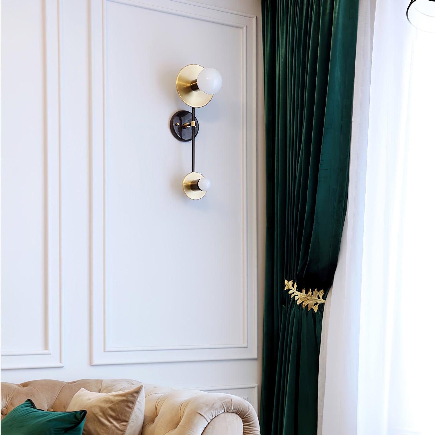 Modern Balance Scale Wall Sconce Set of 2 Geometric Marble and Glass Sphere Wall Light