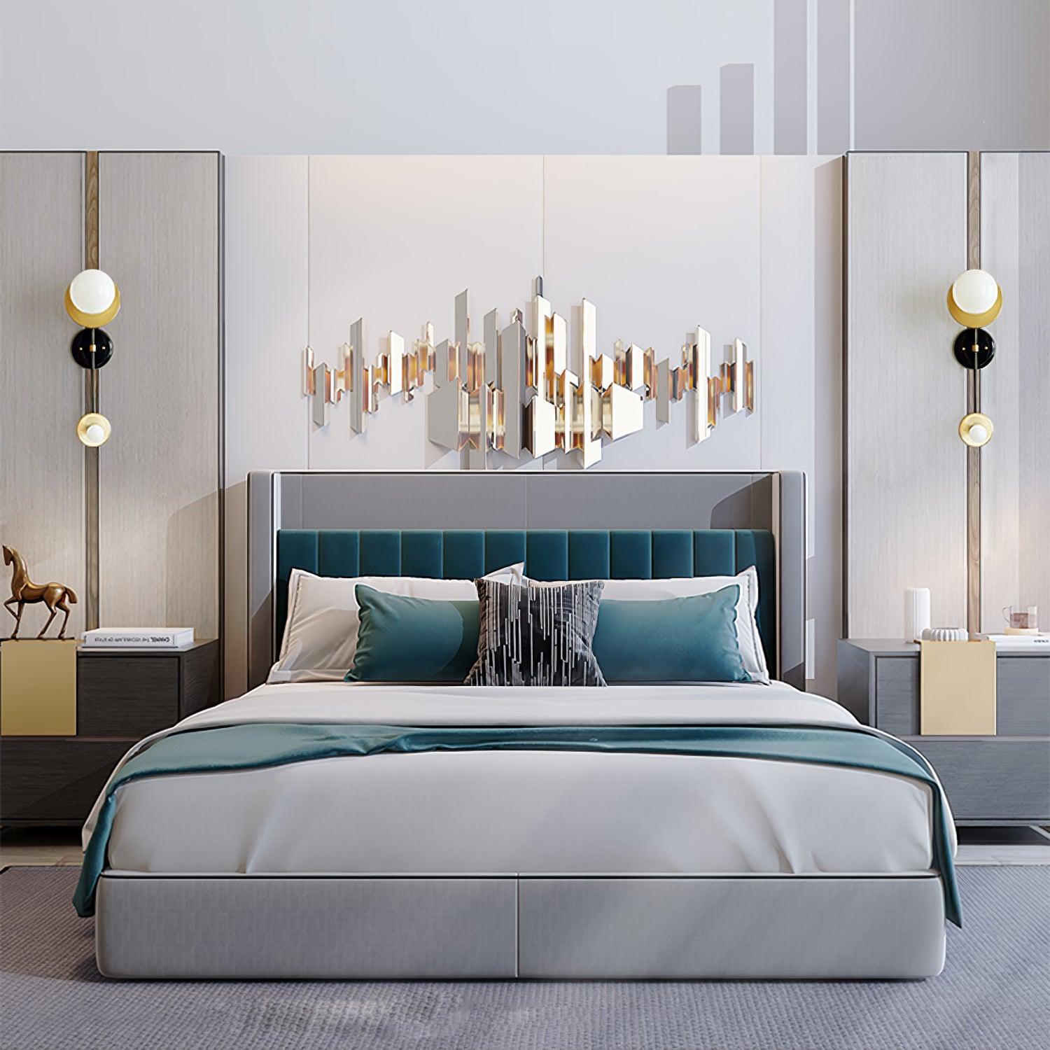 Modern Balance Scale Wall Sconce Set of 2 Geometric Marble and Glass Sphere Wall Light