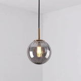 Modern Ball Glass Globe Pendant Light Electroplated Metal LED Hanging Ceiling Fixture