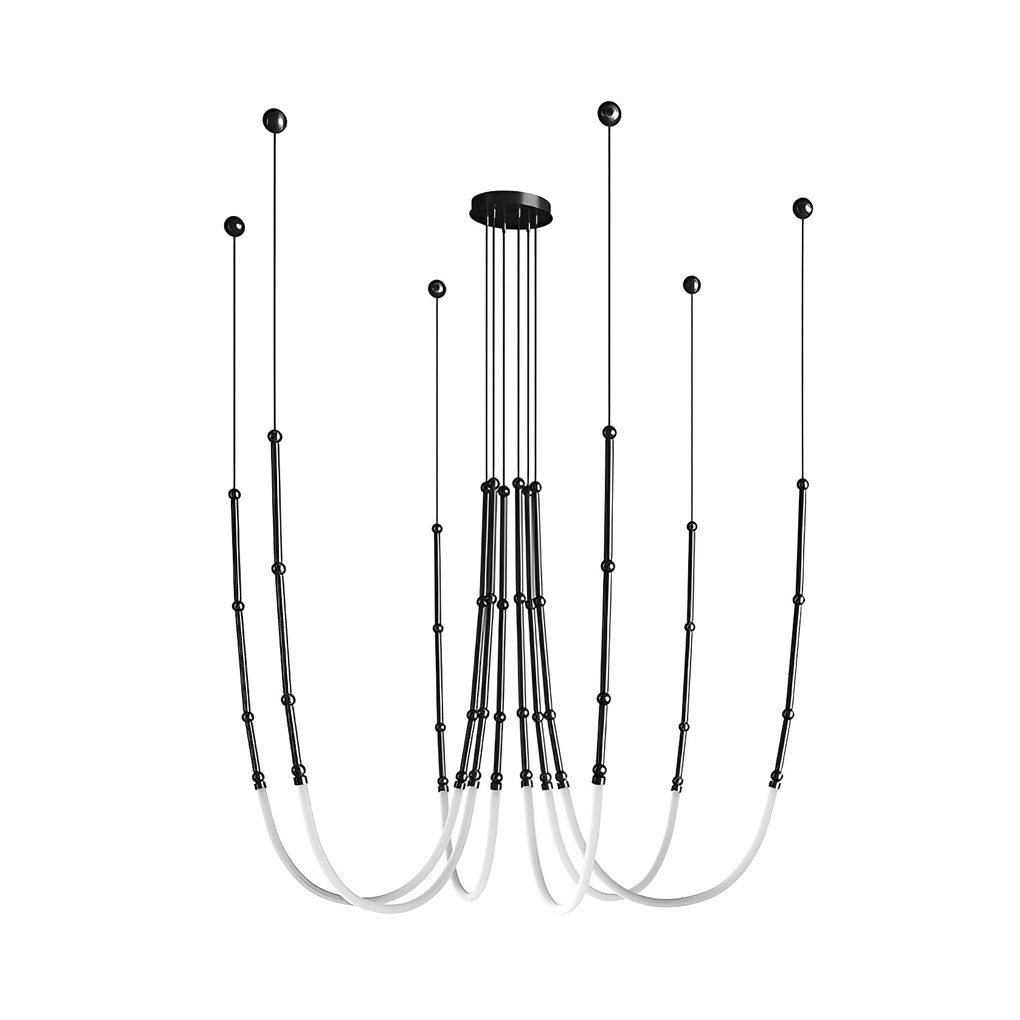 Modern Bamboo Knot LED Linear Pendant Light for Duplex Staircase and Loft High Ceiling