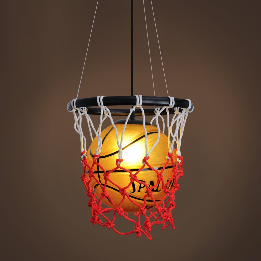 Modern Basketball Hoop Hanging Lamp LED Ceiling Fixture for Sports Theme Decor