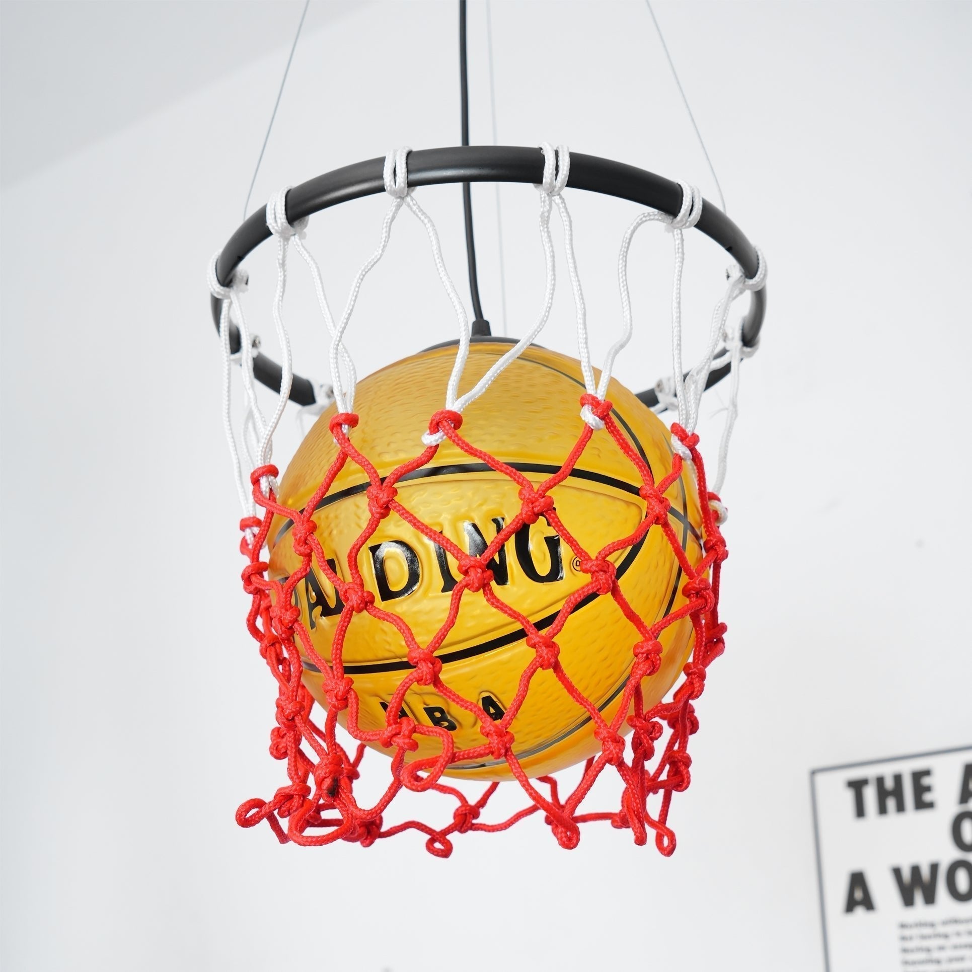 Modern Basketball Hoop Hanging Lamp LED Ceiling Fixture for Sports Theme Decor