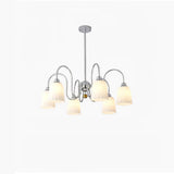 Modern Bauhaus Pleated White Glass Chandelier Chrome Ceiling Light Fixture