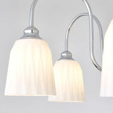Modern Bauhaus Pleated White Glass Chandelier Chrome Ceiling Light Fixture
