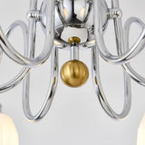 Modern Bauhaus Pleated White Glass Chandelier Chrome Ceiling Light Fixture