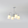 Modern Bauhaus Pleated White Glass Chandelier Chrome Ceiling Light Fixture