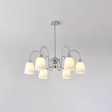 Modern Bauhaus Pleated White Glass Chandelier Chrome Ceiling Light Fixture