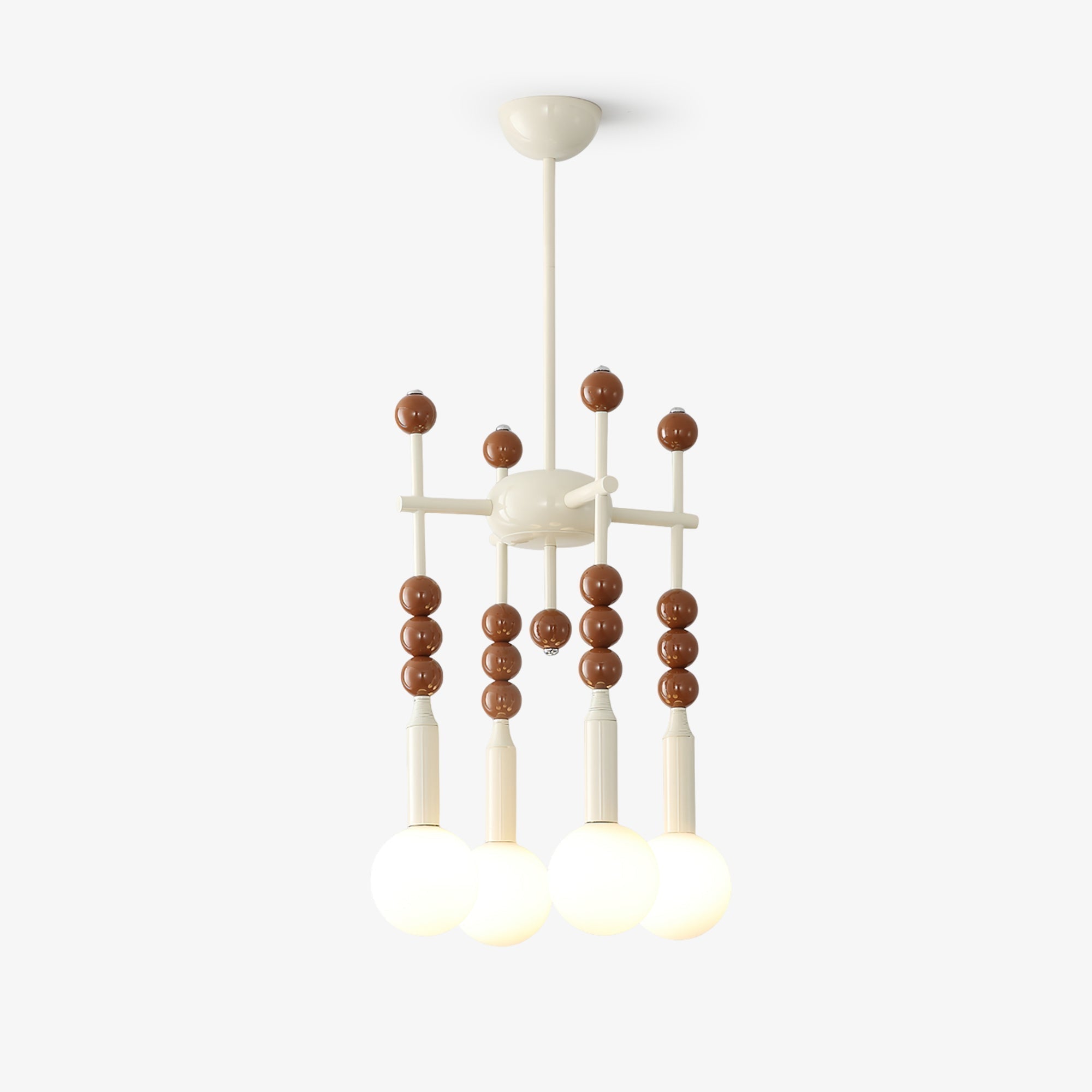 Modern Beadstream Frosted Glass Pendant Light with Polished Brown and Beige Beads