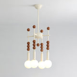 Modern Beadstream Frosted Glass Pendant Light with Polished Brown and Beige Beads