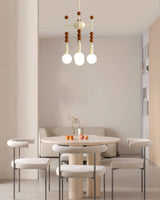 Modern Beadstream Frosted Glass Pendant Light with Polished Brown and Beige Beads