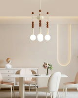 Modern Beadstream Frosted Glass Pendant Light with Polished Brown and Beige Beads