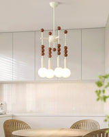 Modern Beadstream Frosted Glass Pendant Light with Polished Brown and Beige Beads
