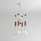 Modern Beadstream Frosted Glass Pendant Light with Polished Brown and Beige Beads