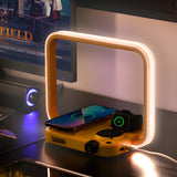 Modern Bedside LED Table Lamp with Wireless Charging Station and Auto Shut Off Timer