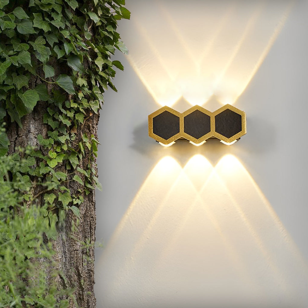 Modern Beehive LED Outdoor Wall Washer Light Waterproof Up and Down Exterior Sconce