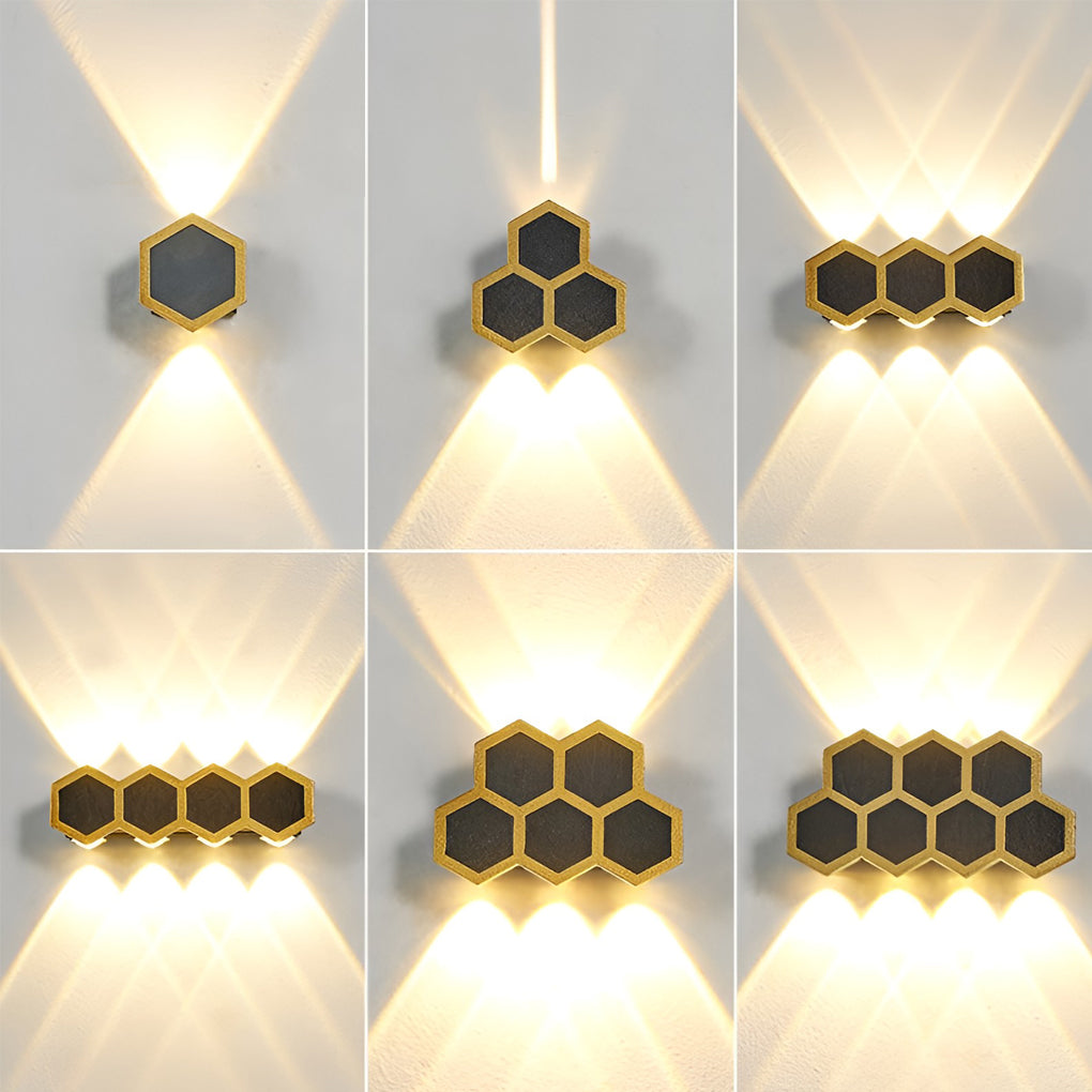 Modern Beehive LED Outdoor Wall Washer Light Waterproof Up and Down Exterior Sconce