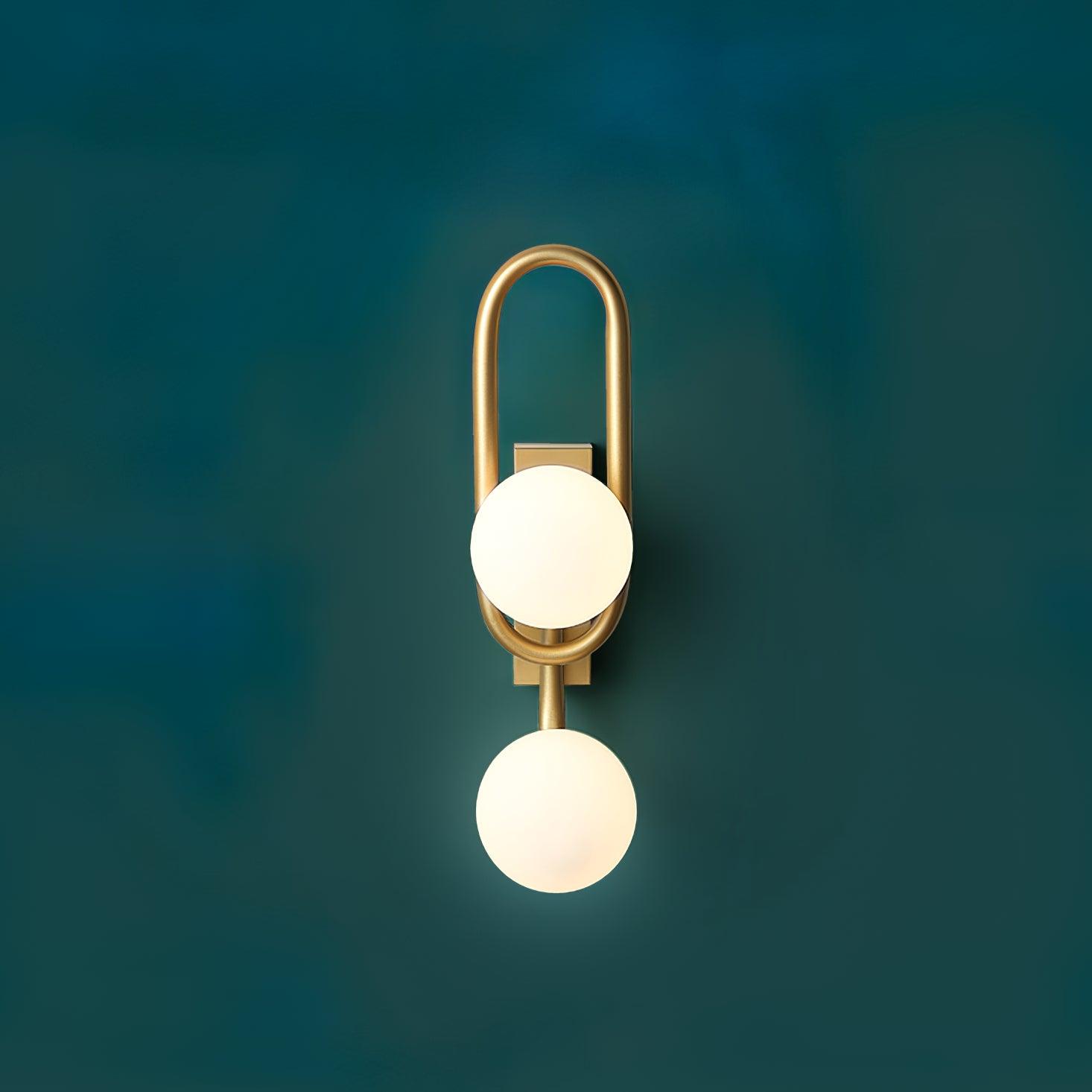 Modern Belisto Gold Wall Lamp with Oval Metal Frame and White Glass Globe Shade