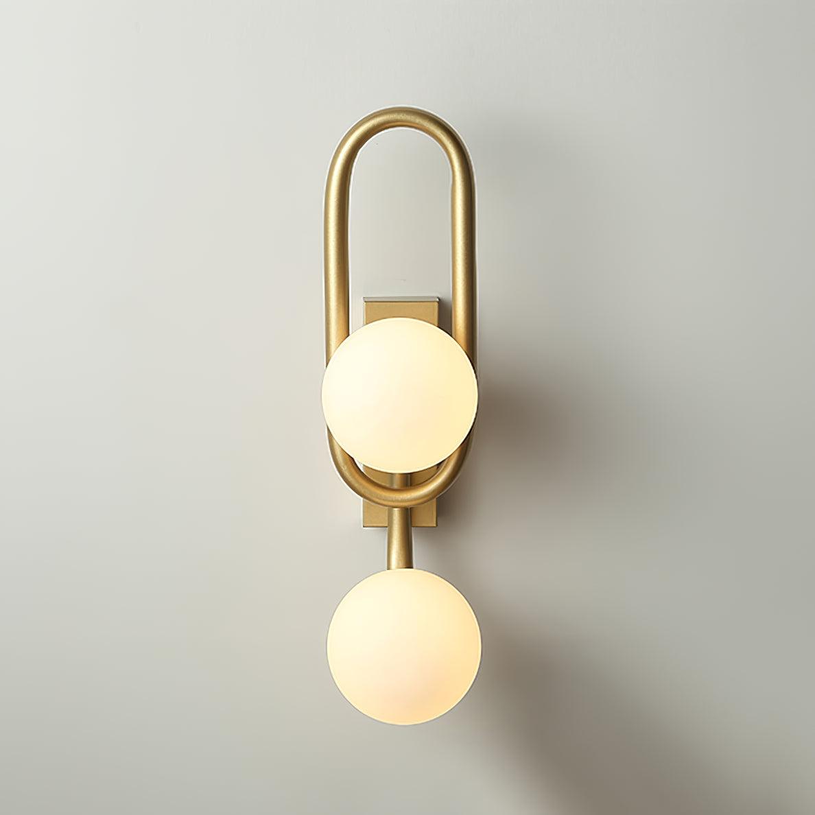 Modern Belisto Gold Wall Lamp with Oval Metal Frame and White Glass Globe Shade