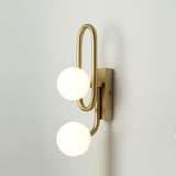 Modern Belisto Gold Wall Lamp with Oval Metal Frame and White Glass Globe Shade