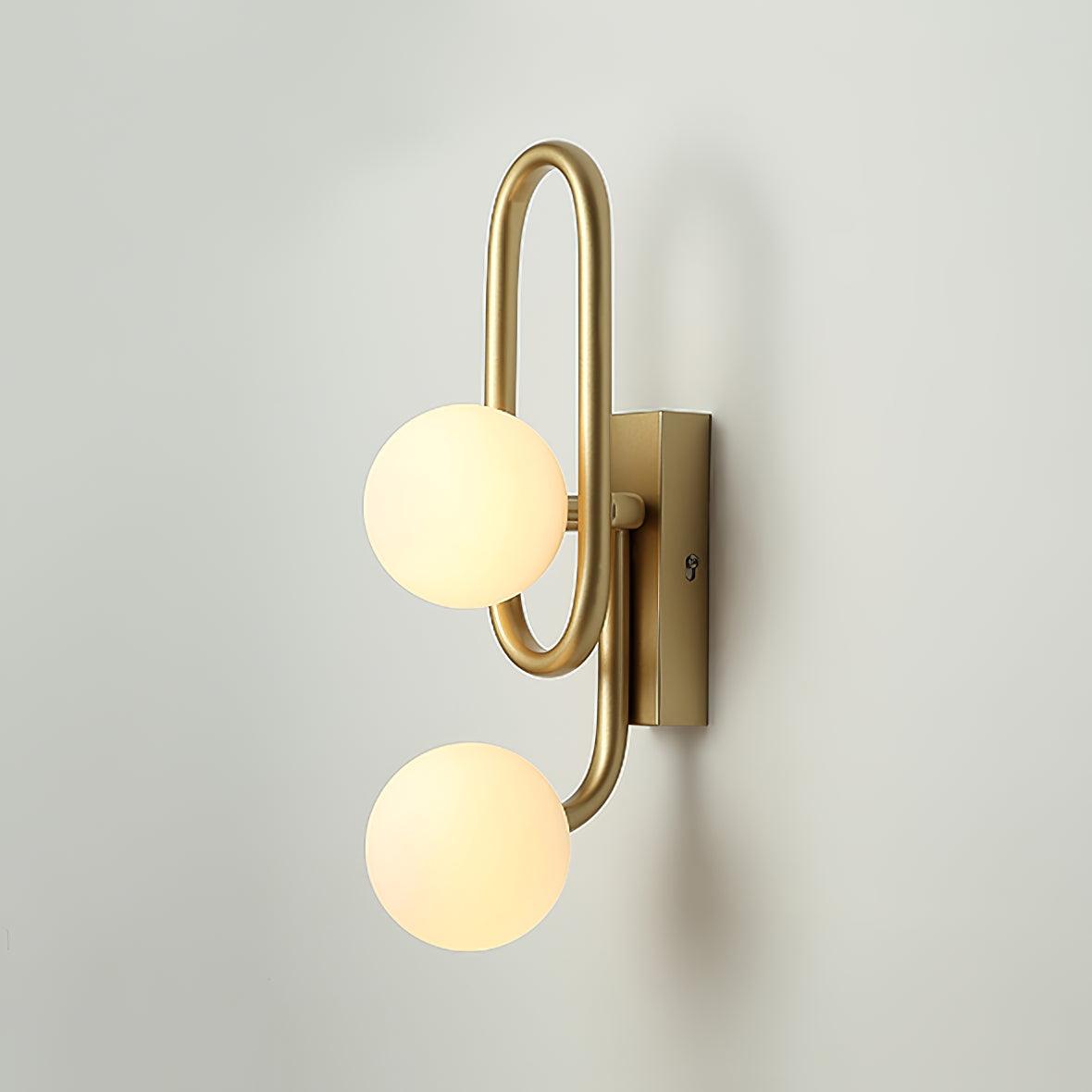 Modern Belisto Gold Wall Lamp with Oval Metal Frame and White Glass Globe Shade