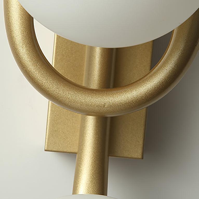 Modern Belisto Gold Wall Lamp with Oval Metal Frame and White Glass Globe Shade