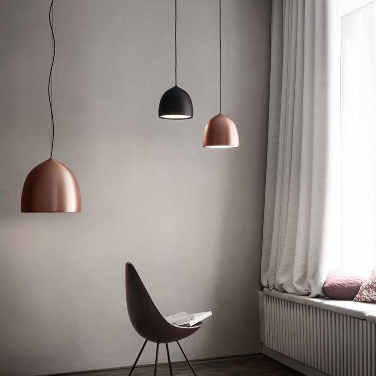 Modern Bell Shape Aluminum Pendant Light Minimalist Hanging LED Ceiling Fixture for Dining Room