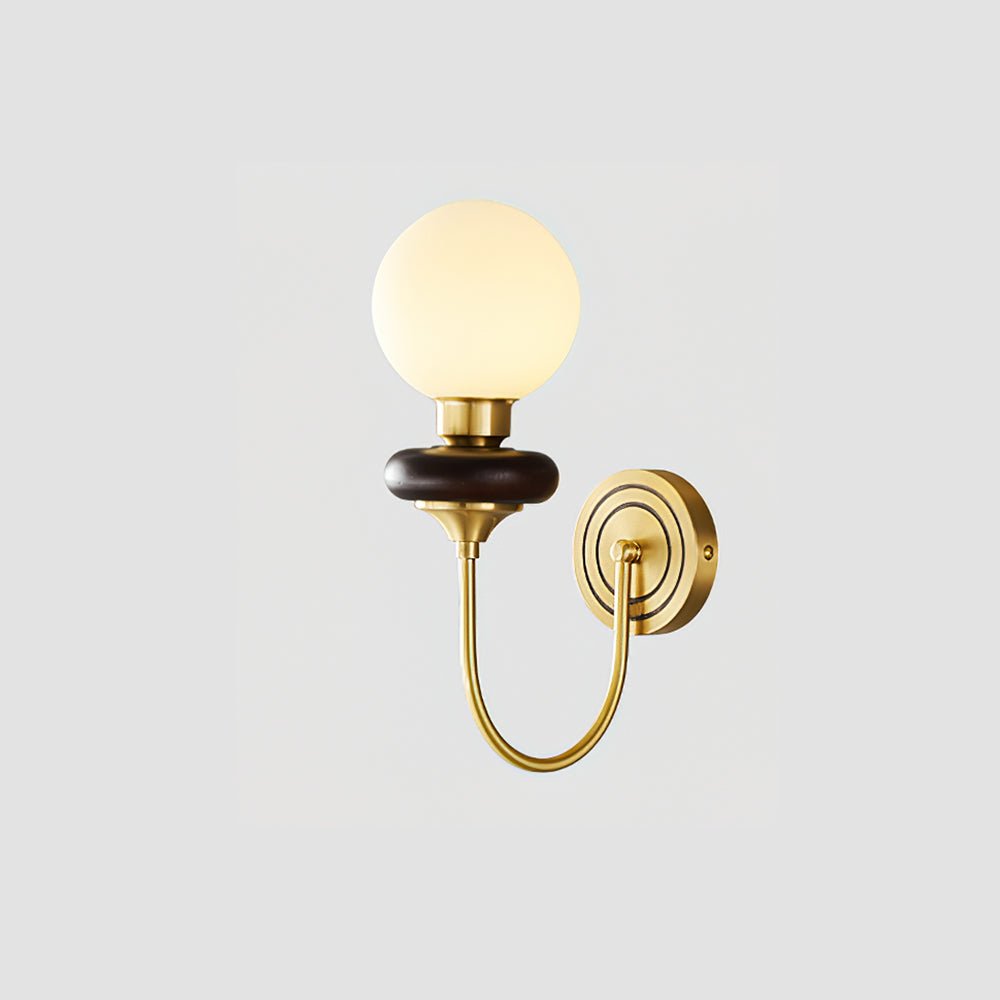 Modern Bellevue Opaline Glass and Walnut Wall Sconce with Brass Finish Indoor Lighting Fixture
