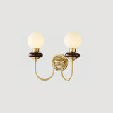 Modern Bellevue Opaline Glass and Walnut Wall Sconce with Brass Finish Indoor Lighting Fixture
