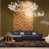 Modern Big O Firefly LED Circular Chandelier Ring Pendant Light with Leaf Accents