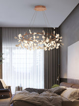 Modern Big O Firefly LED Circular Chandelier Ring Pendant Light with Leaf Accents
