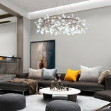 Modern Big O Firefly LED Circular Chandelier Ring Pendant Light with Leaf Accents