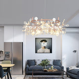 Modern Big O Firefly LED Circular Chandelier Ring Pendant Light with Leaf Accents