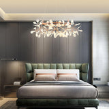 Modern Big O Firefly LED Circular Chandelier Ring Pendant Light with Leaf Accents