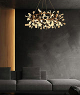 Modern Big O Firefly LED Circular Chandelier Ring Pendant Light with Leaf Accents