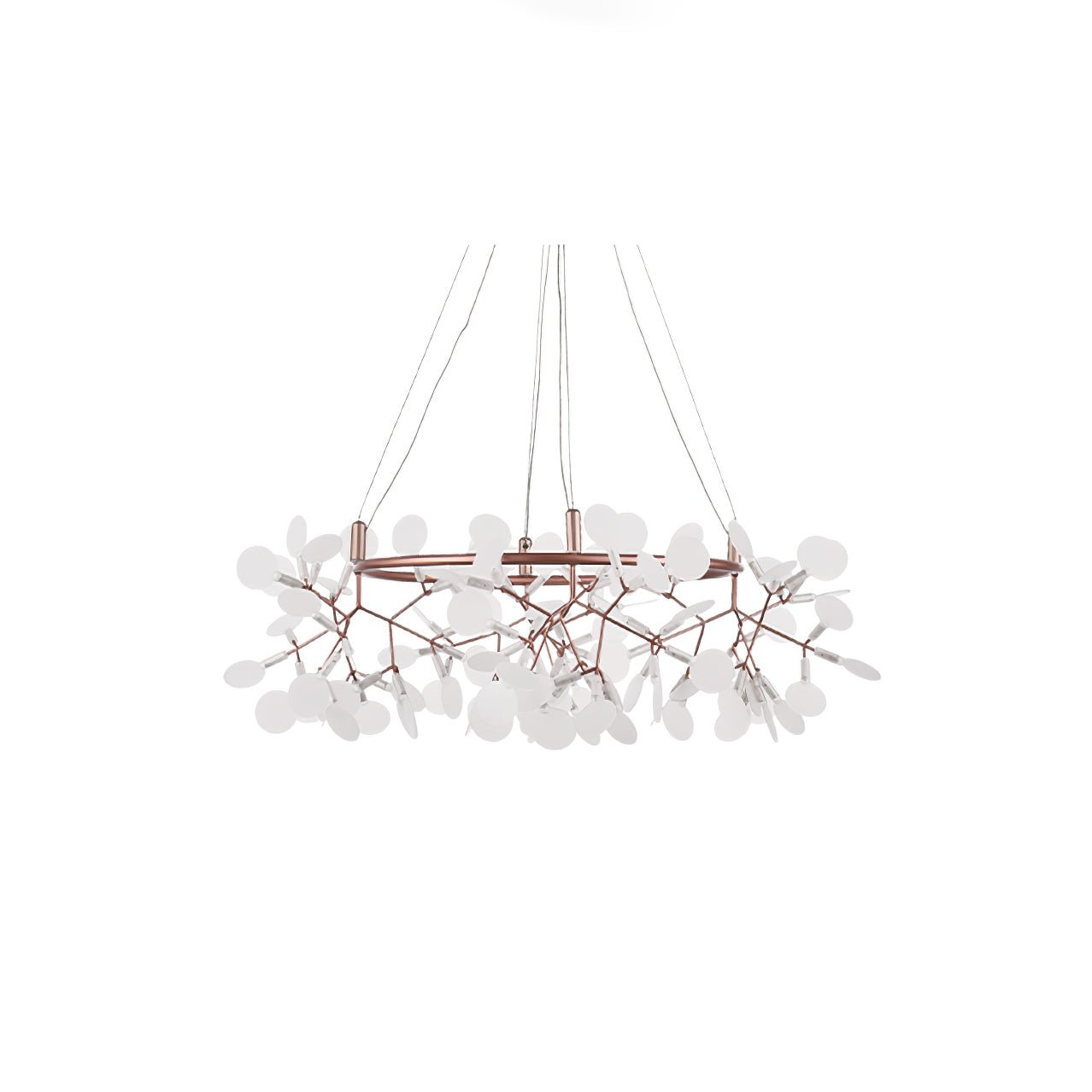Modern Big O Firefly LED Circular Chandelier Ring Pendant Light with Leaf Accents