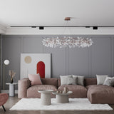Modern Big O Firefly LED Circular Chandelier Ring Pendant Light with Leaf Accents