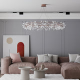 Modern Big O Firefly LED Circular Chandelier Ring Pendant Light with Leaf Accents