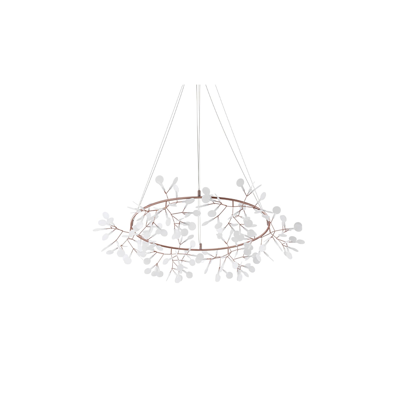 Modern Big O Firefly LED Circular Chandelier Ring Pendant Light with Leaf Accents
