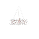 Modern Big O Firefly LED Circular Chandelier Ring Pendant Light with Leaf Accents