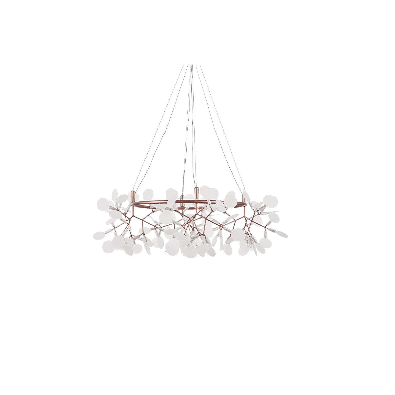 Modern Big O Firefly LED Circular Chandelier Ring Pendant Light with Leaf Accents