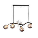 Modern Bird Branch Dining Room Chandelier with 3 Color Dimming Glass Globe Pendant Light