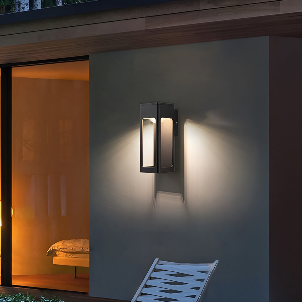 Modern Black 12W LED Outdoor Wall Sconce Waterproof Rectangular Exterior Porch Light